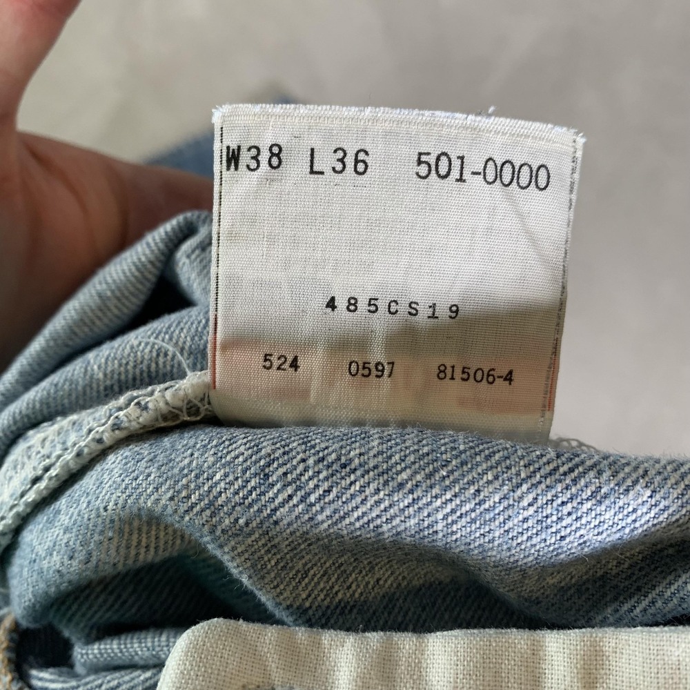 Vintage Levis 501xx Jeans Mens 35x33(Tag 38x36) Blue Light Straight USA Made 90s - Picture 13 of 16